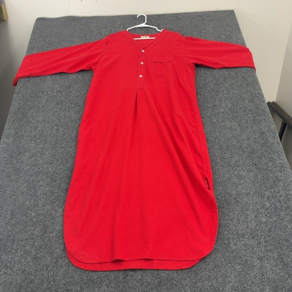 L.L. Bean Other - Vintage LL Bean Nightshirt Unisex One Size Red Flannel Henley Pocket Loungewear
